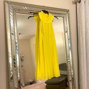 DO+BE yellow smocked color flare dress. High neck. Fully lined. Size L.